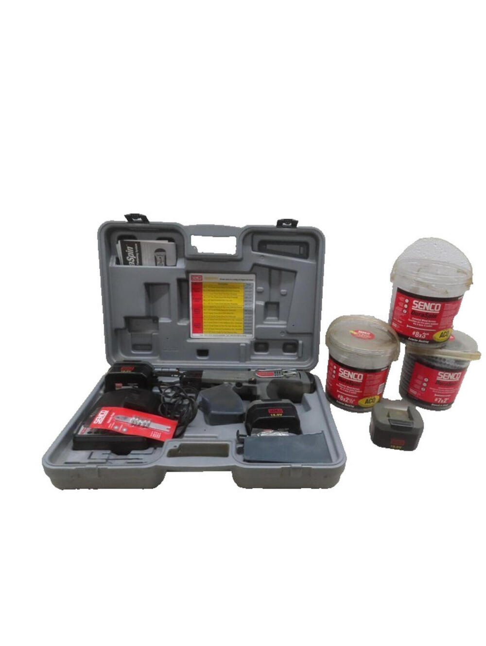 SENCO DURASPIN DS275-18v AUTOFEED DRYWALL SCREW GUN SET  LOT W EXTRAS DECKING